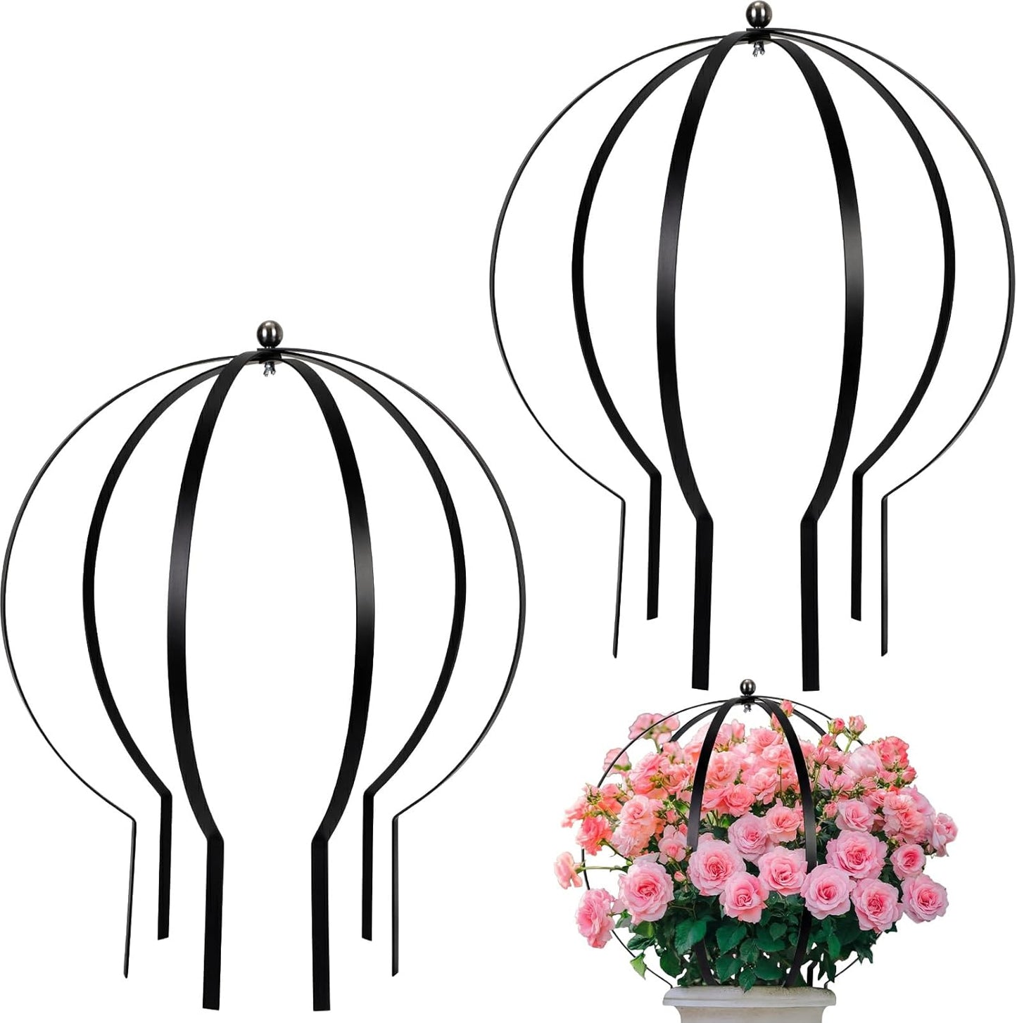 2 Pcs Large Obelisk Trellis 18 x 24 Inch Metal Garden Round Trellis Planter Obelisk Holder for Climbing Plants Roses Vines Flowers Garden Decor Outdoor