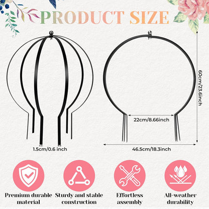 2 Pcs Large Obelisk Trellis 18 x 24 Inch Metal Garden Round Trellis Planter Obelisk Holder for Climbing Plants Roses Vines Flowers Garden Decor Outdoor
