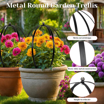 2 Pcs Large Obelisk Trellis 18 x 24 Inch Metal Garden Round Trellis Planter Obelisk Holder for Climbing Plants Roses Vines Flowers Garden Decor Outdoor