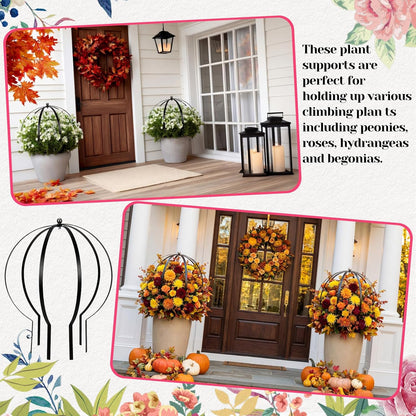 2 Pcs Large Obelisk Trellis 18 x 24 Inch Metal Garden Round Trellis Planter Obelisk Holder for Climbing Plants Roses Vines Flowers Garden Decor Outdoor