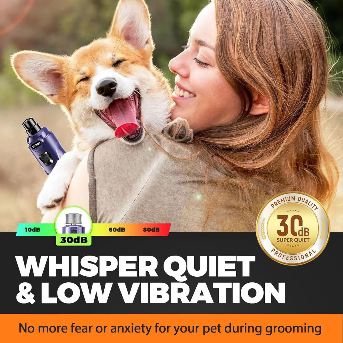 Whisper Quiet Dog Nail Grinder Safe & Stress-Free for Sensitive Dogs Cats