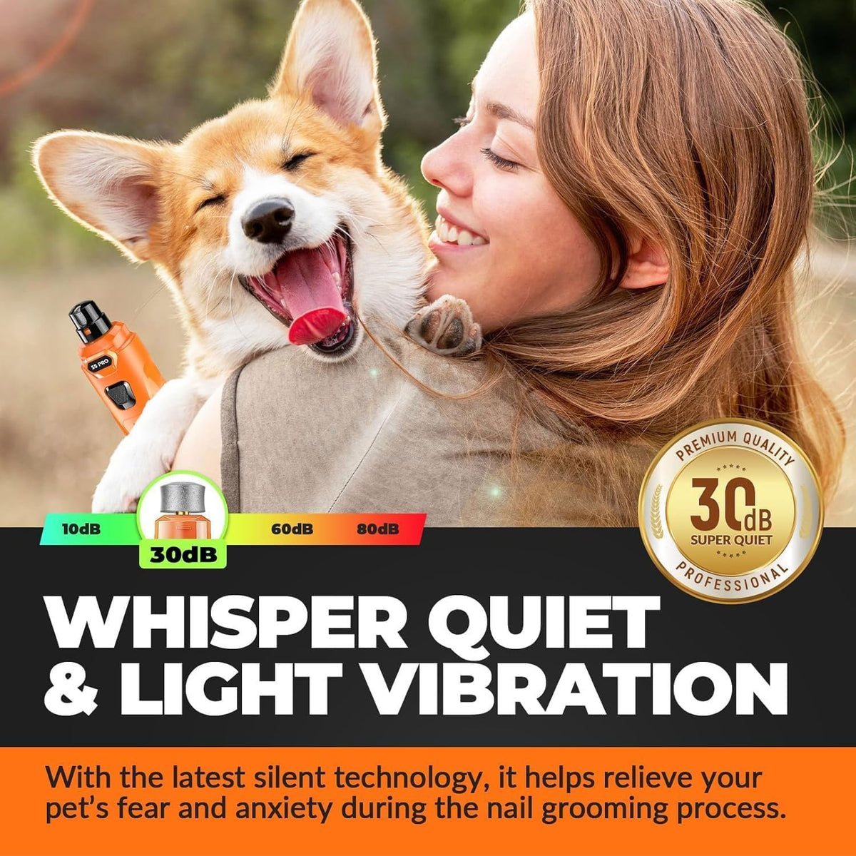 Whisper Quiet Dog Nail Grinder Safe & Stress-Free for Sensitive Dogs Cats