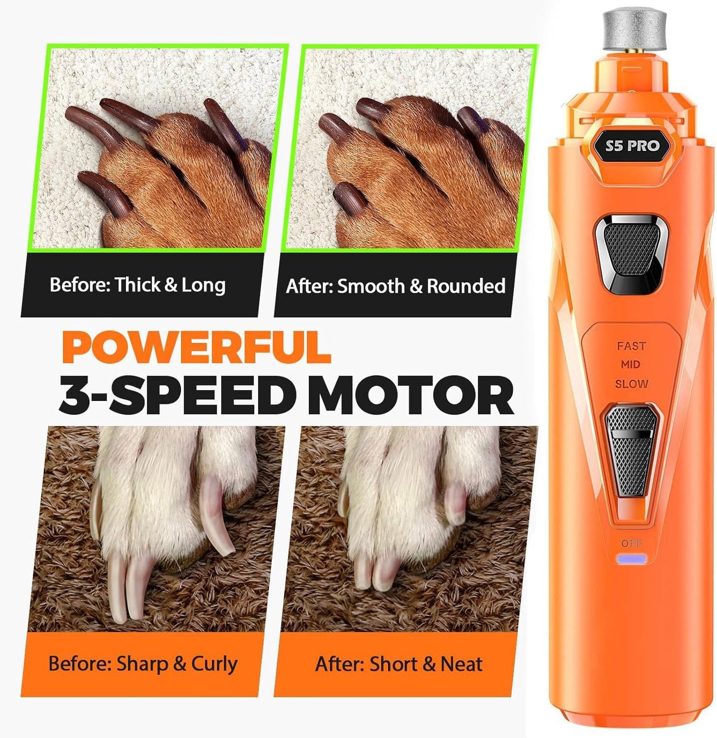 Whisper Quiet Dog Nail Grinder Safe & Stress-Free for Sensitive Dogs Cats