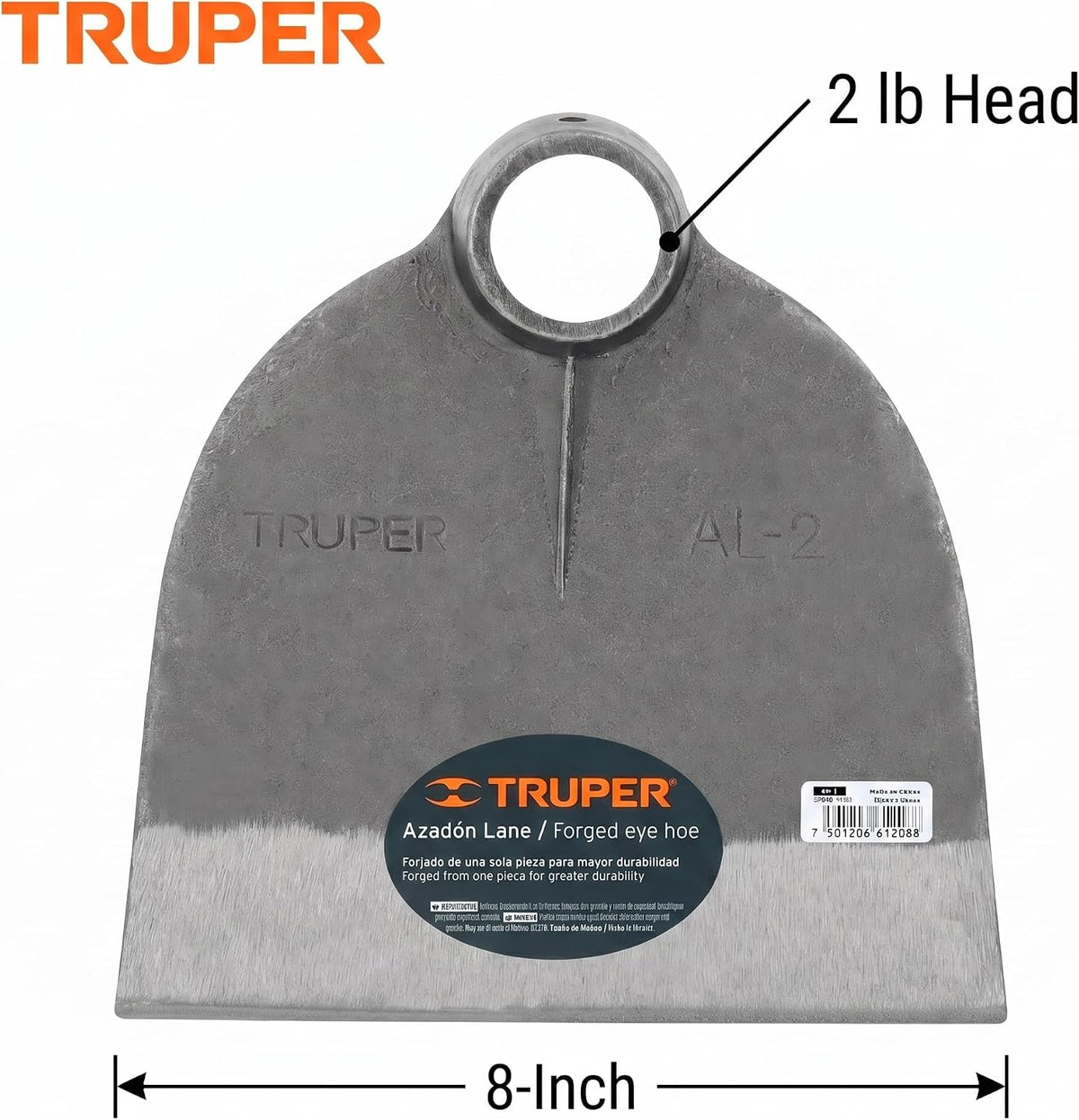 Lane No. 2 Field Hoe Head, 2 lb Forged Steel, Heavy-Duty Replacement Hoe Head for Agriculture and Landscaping (Model AL-2/10606)