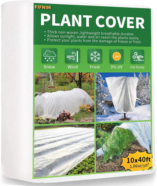 10x40FT Plant Cover Freeze Protection 1.06 oz/yd² Winter Floating Row Covers for Garden Raised Bed Reusable Frost Cloth Blanket for Vegetables/Tree/Flower/Fruit Outdoor Plants