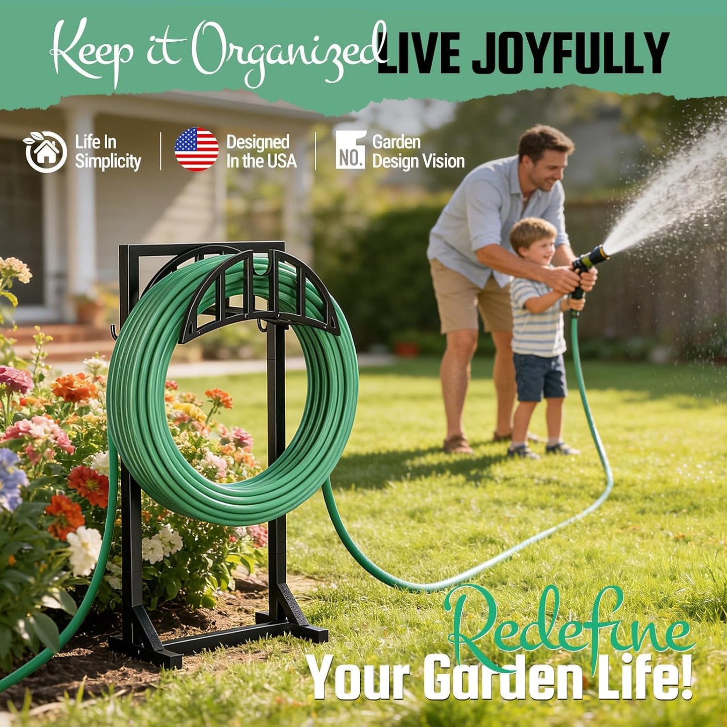 Garden Hose Holder Stand, Water Hose Reel Storage Rack