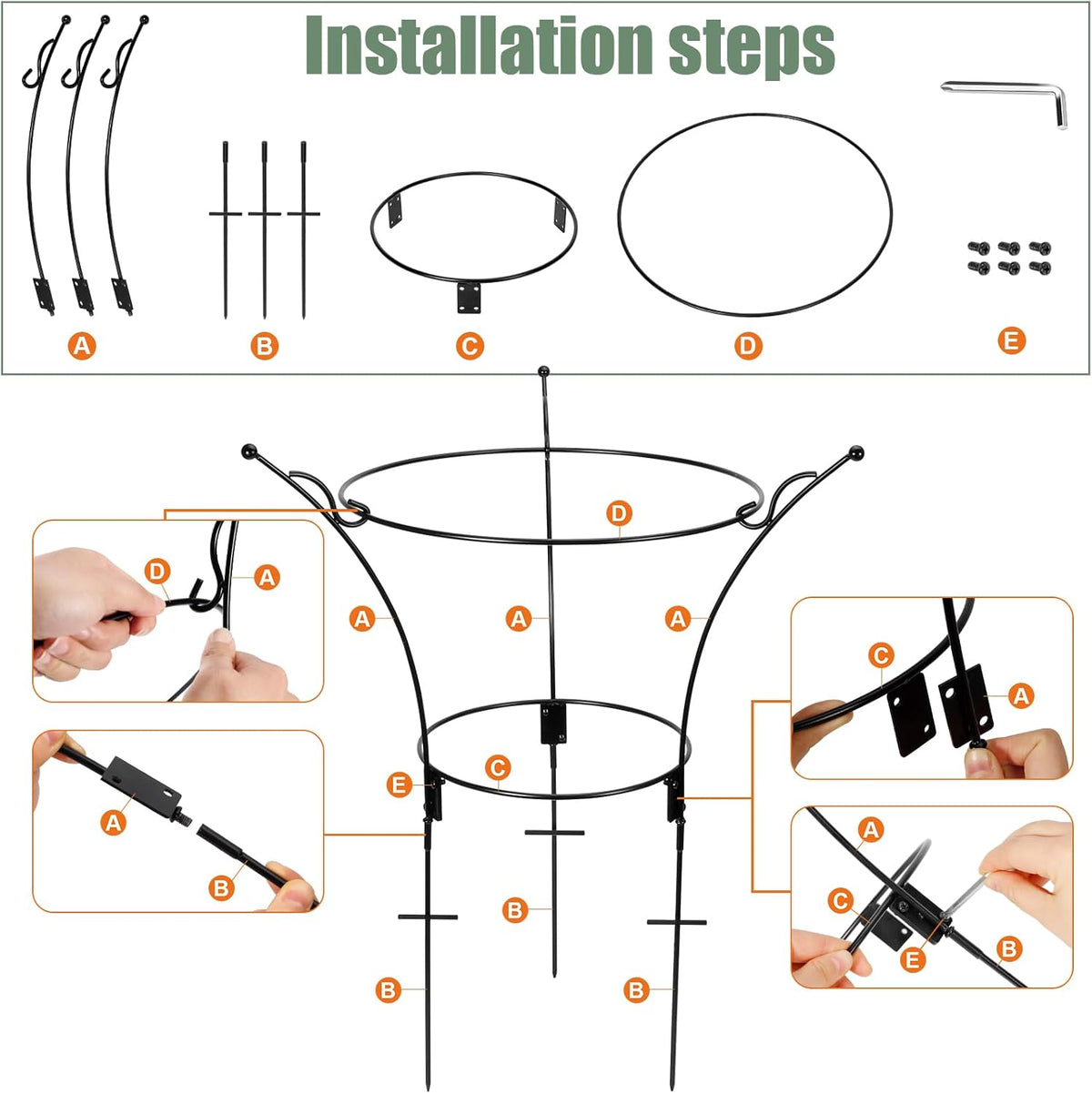 2Pack Large Peony Cages and Supports,23.2x13.4in Grow-Through Support Rings