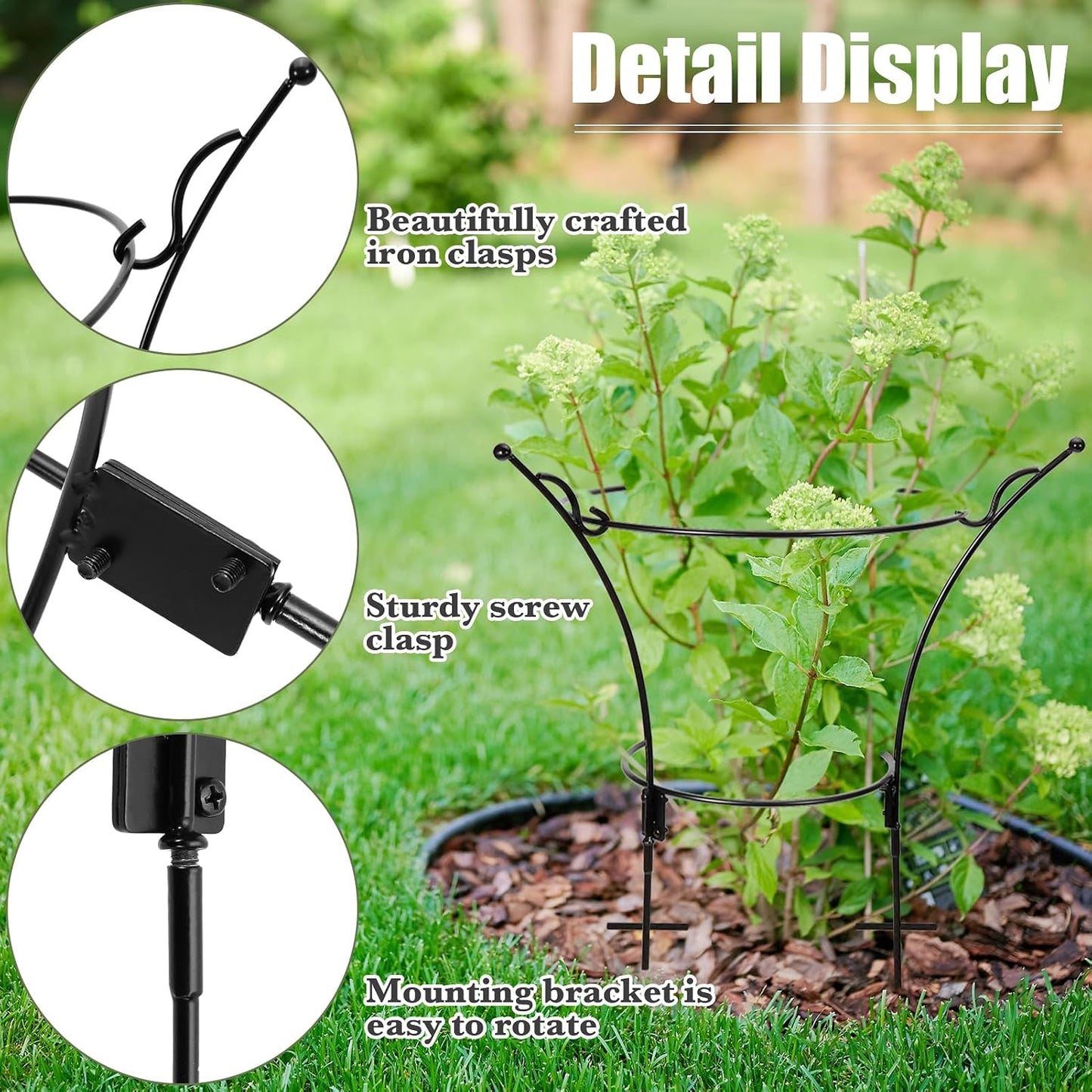 2Pack Large Peony Cages and Supports,23.2x13.4in Grow-Through Support Rings