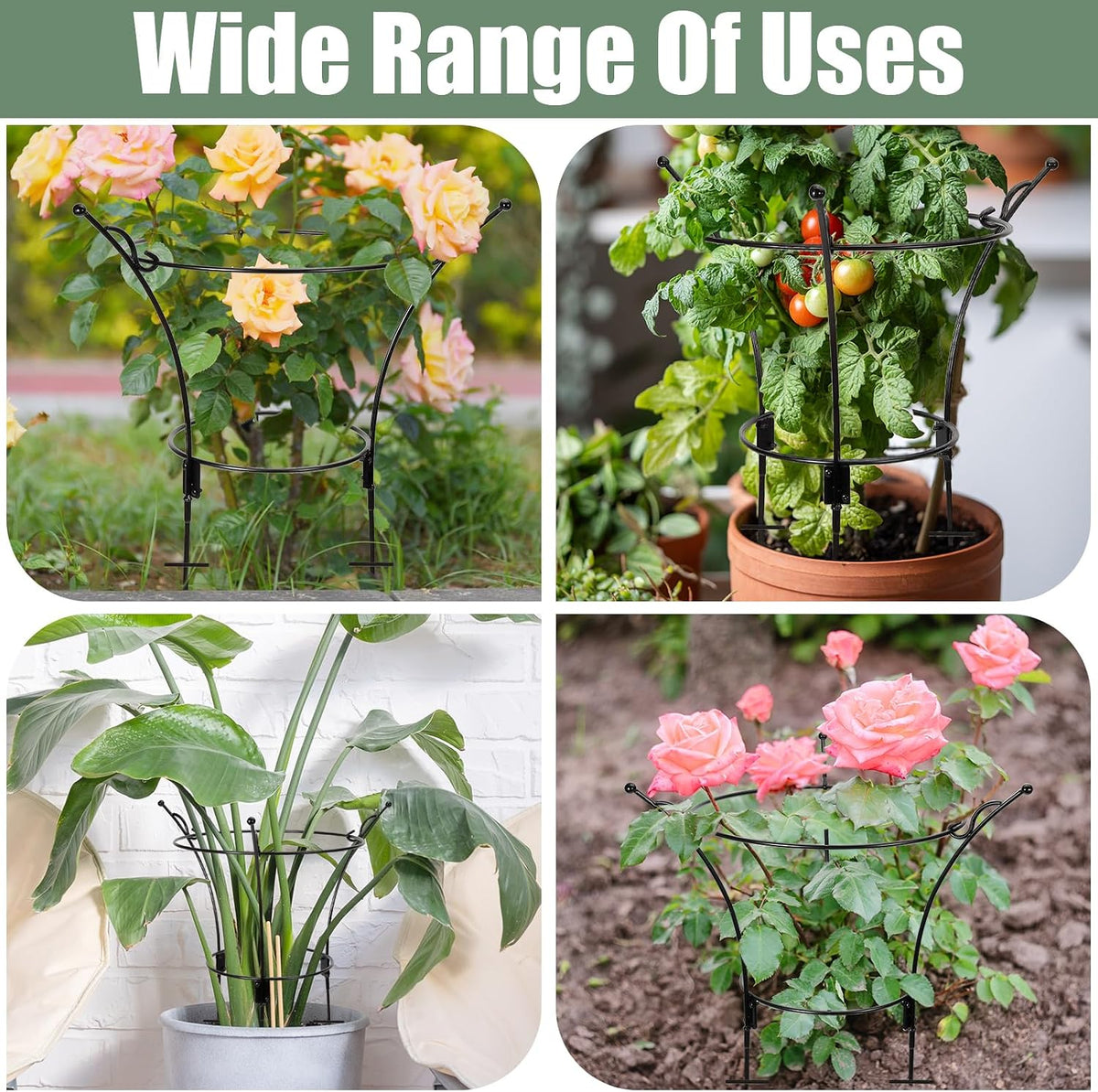 2Pack Large Peony Cages and Supports,23.2x13.4in Grow-Through Support Rings
