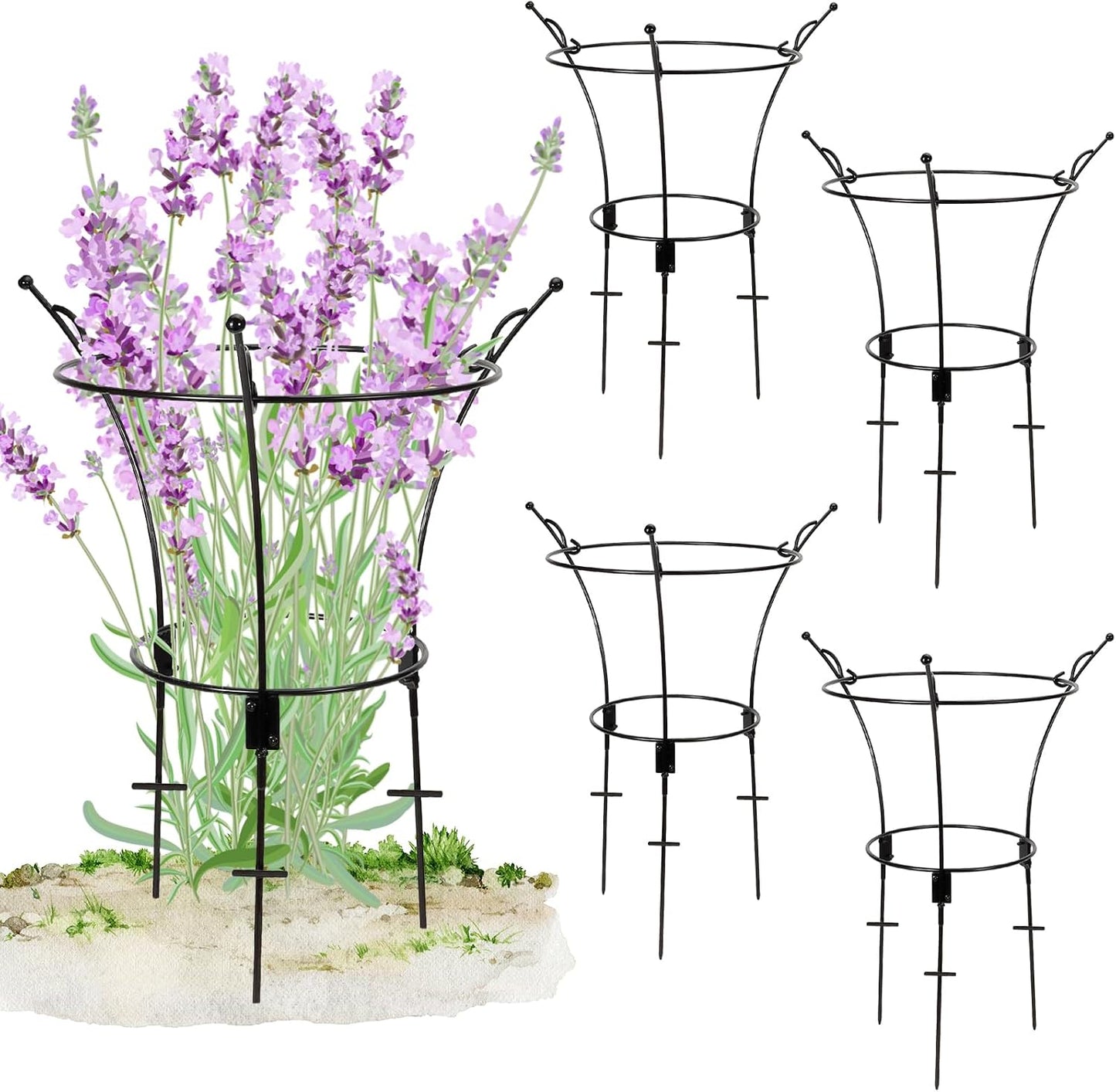 2Pack Large Peony Cages and Supports,23.2x13.4in Grow-Through Support Rings