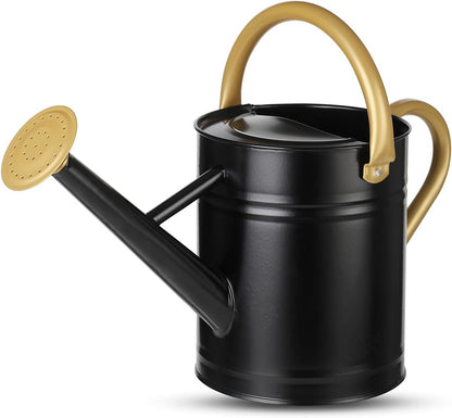 1 Gallon Watering Can for Plants, Watering Cans for Indoor&Outdoor Gardening, Galvanized Steel Watering Pot with Removable Spout, Metal Water Can with Ergonomic Movable Handle(Gold)