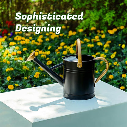 1 Gallon Watering Can for Plants, Watering Cans for Indoor&Outdoor Gardening, Galvanized Steel Watering Pot with Removable Spout, Metal Water Can with Ergonomic Movable Handle(Gold)