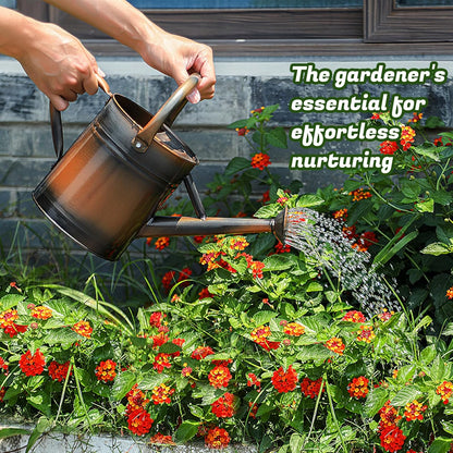 1 Gallon Watering Can for Plants, Watering Cans for Indoor&Outdoor Gardening, Galvanized Steel Watering Pot with Removable Spout, Metal Water Can with Ergonomic Movable Handle(Gold)