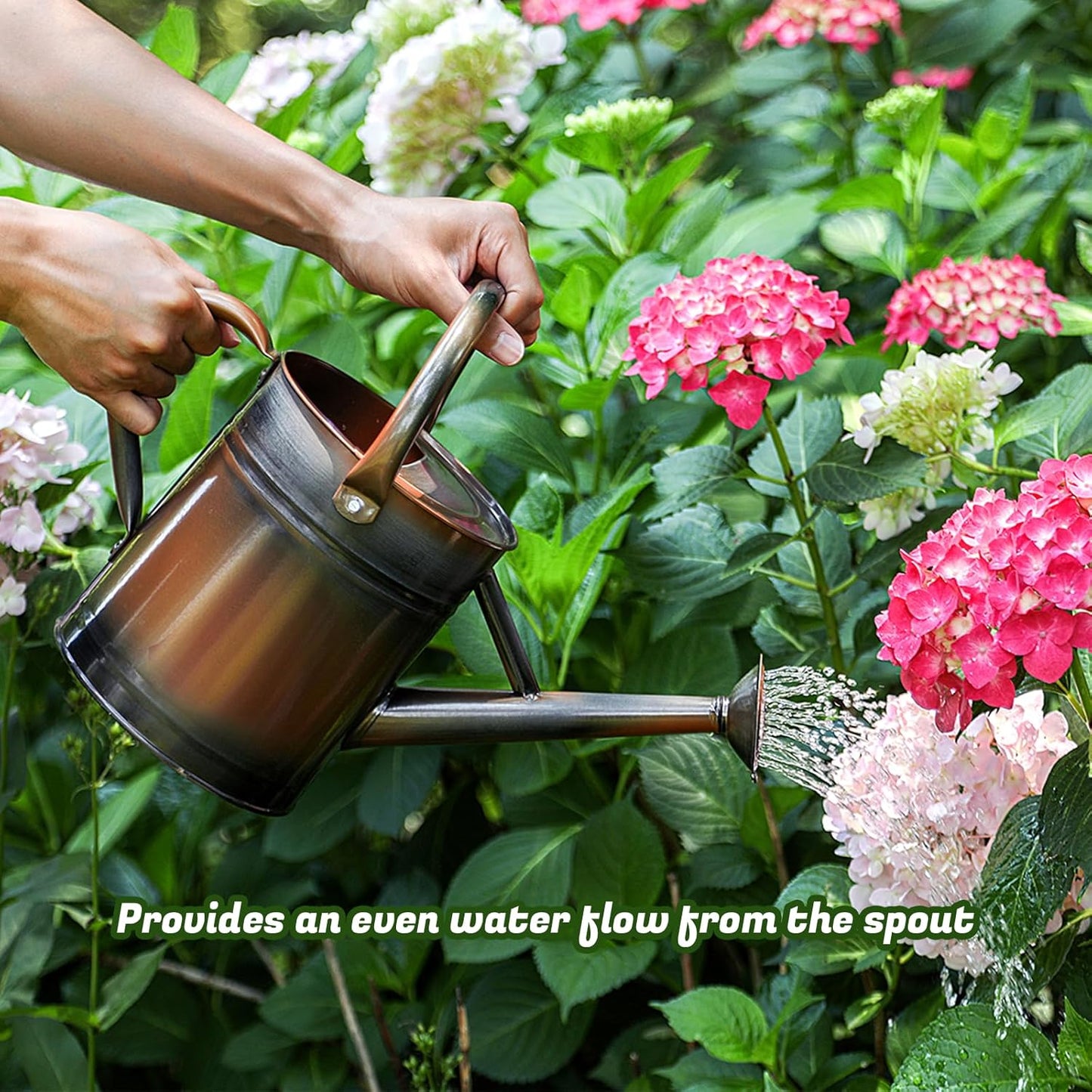 1 Gallon Watering Can for Plants, Watering Cans for Indoor&Outdoor Gardening, Galvanized Steel Watering Pot with Removable Spout, Metal Water Can with Ergonomic Movable Handle(Gold)