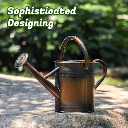 1 Gallon Watering Can for Plants, Watering Cans for Indoor&Outdoor Gardening, Galvanized Steel Watering Pot with Removable Spout, Metal Water Can with Ergonomic Movable Handle(Gold)