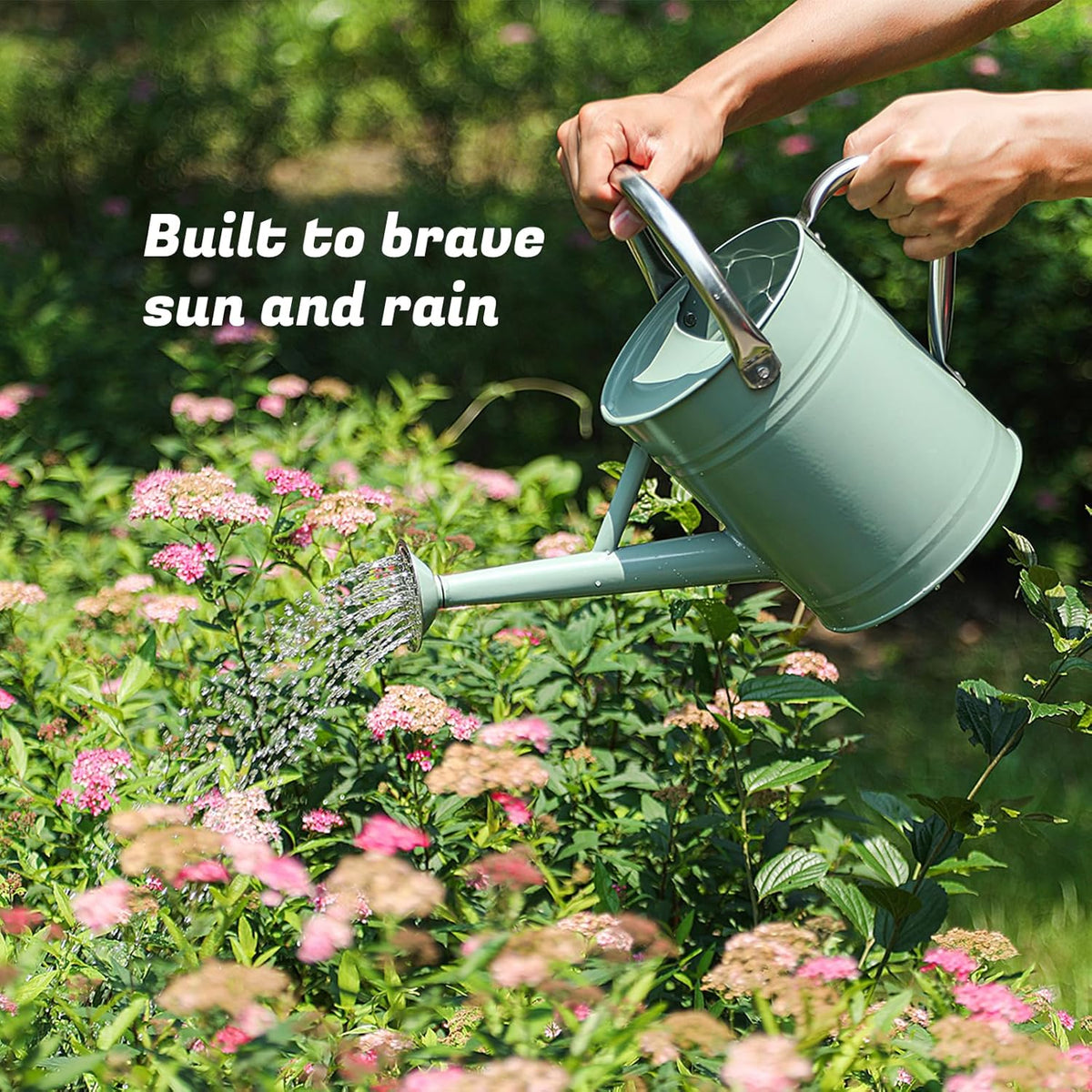 1 Gallon Watering Can for Plants, Watering Cans for Indoor&Outdoor Gardening, Galvanized Steel Watering Pot with Removable Spout, Metal Water Can with Ergonomic Movable Handle(Gold)