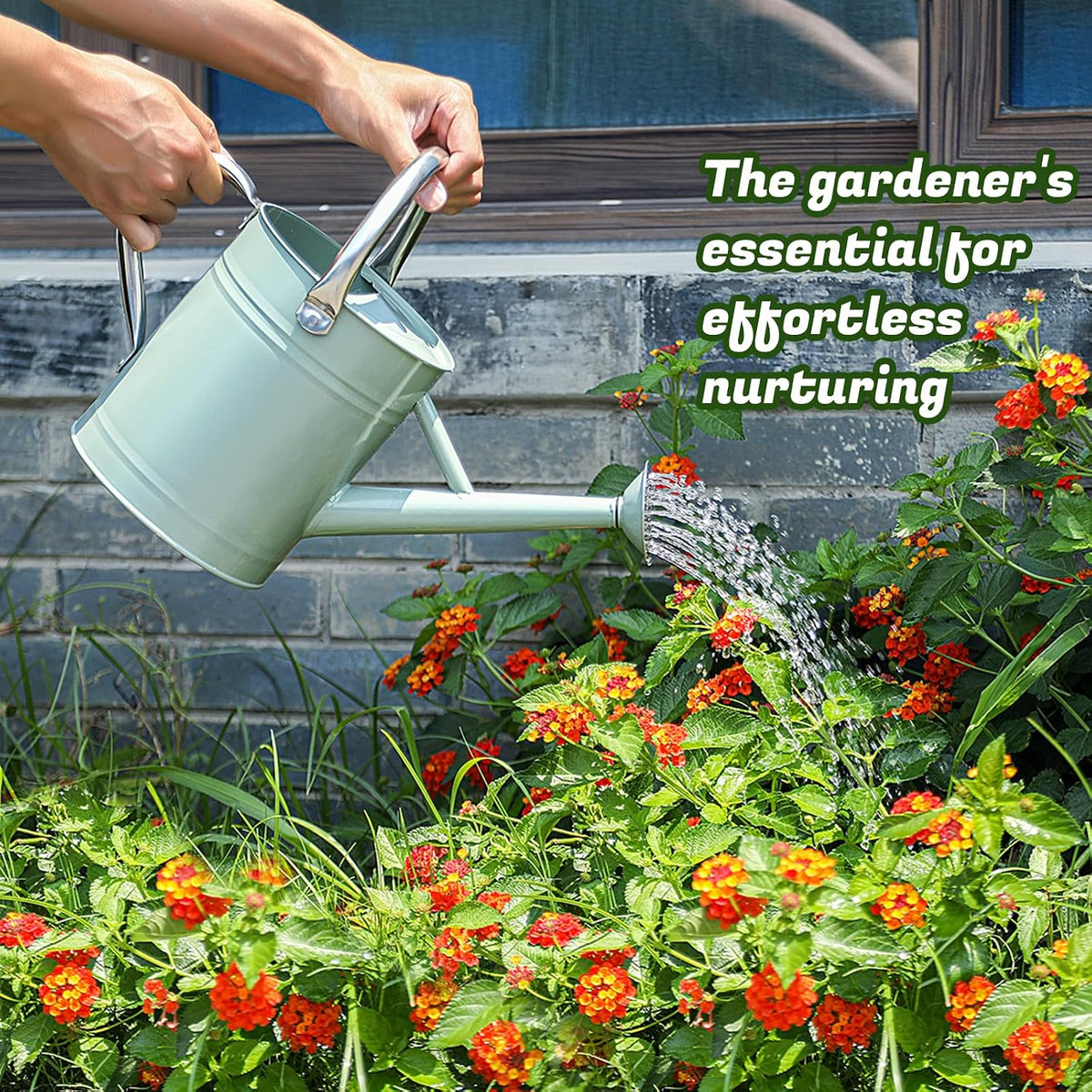 1 Gallon Watering Can for Plants, Watering Cans for Indoor&Outdoor Gardening, Galvanized Steel Watering Pot with Removable Spout, Metal Water Can with Ergonomic Movable Handle(Gold)