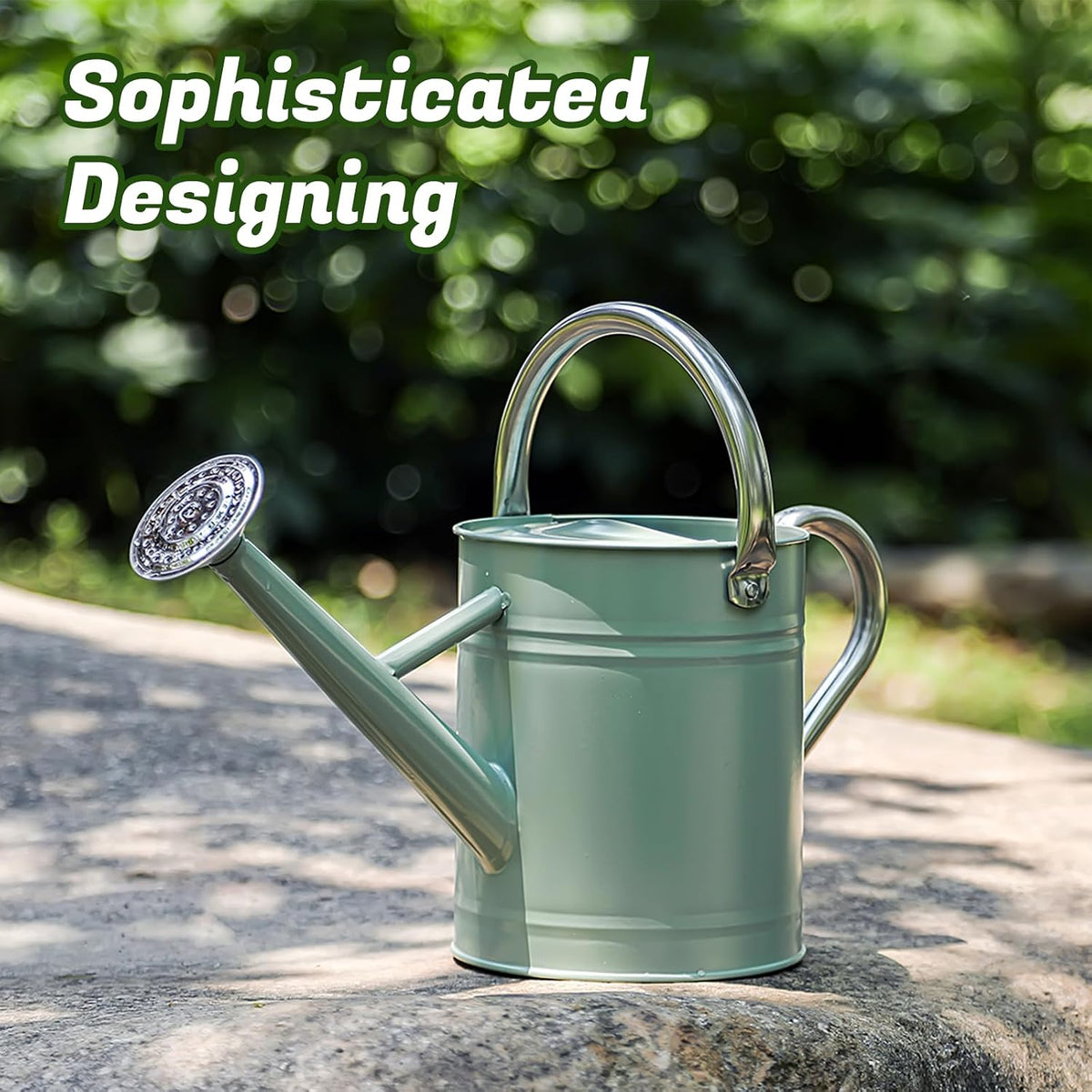 1 Gallon Watering Can for Plants, Watering Cans for Indoor&Outdoor Gardening, Galvanized Steel Watering Pot with Removable Spout, Metal Water Can with Ergonomic Movable Handle(Gold)