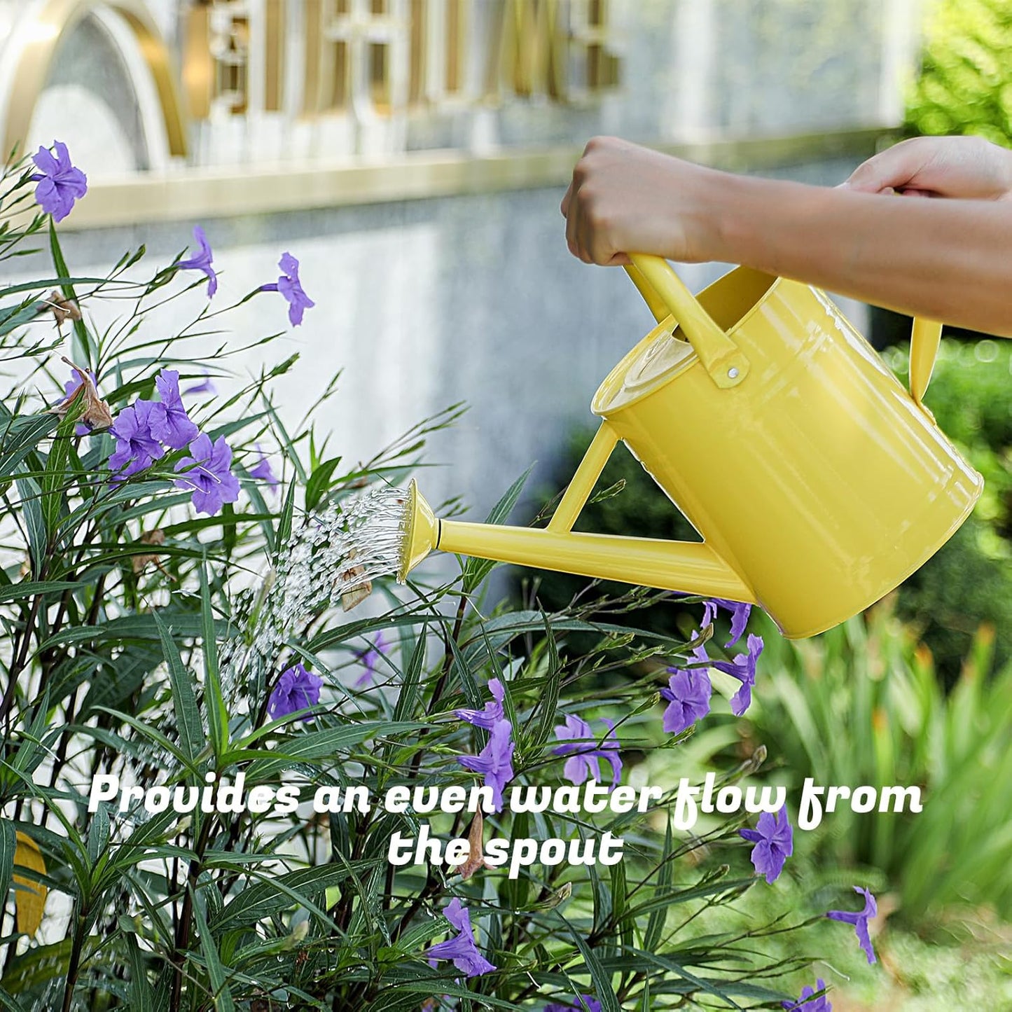 1 Gallon Watering Can for Plants, Watering Cans for Indoor&Outdoor Gardening, Galvanized Steel Watering Pot with Removable Spout, Metal Water Can with Ergonomic Movable Handle(Gold)