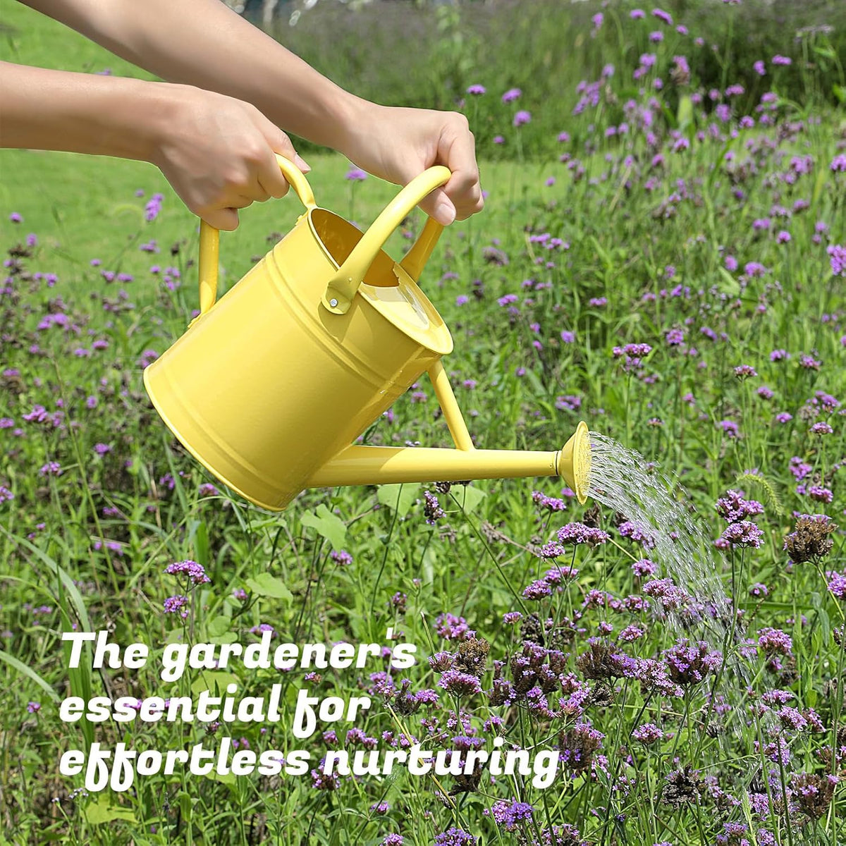 1 Gallon Watering Can for Plants, Watering Cans for Indoor&Outdoor Gardening, Galvanized Steel Watering Pot with Removable Spout, Metal Water Can with Ergonomic Movable Handle(Gold)