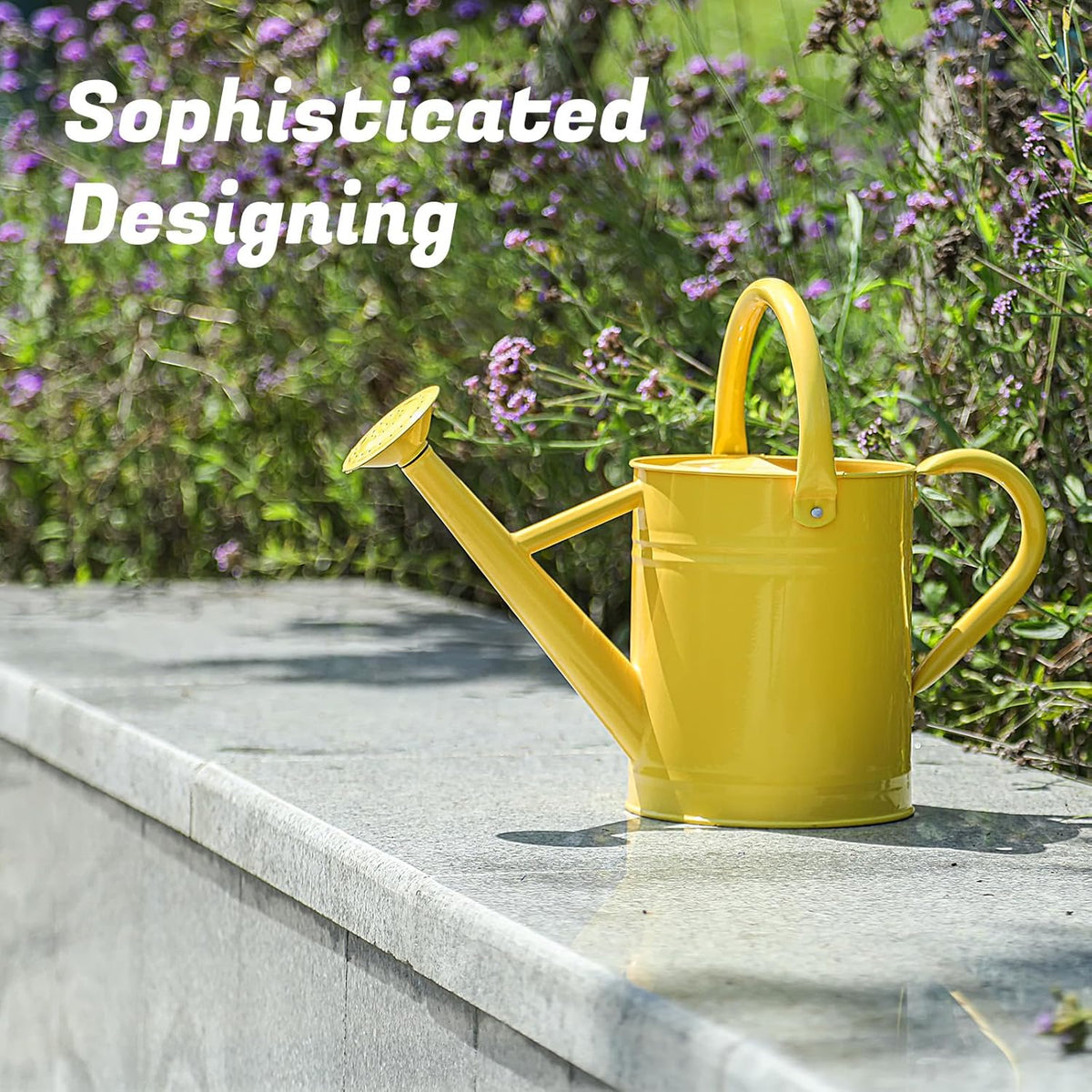 1 Gallon Watering Can for Plants, Watering Cans for Indoor&Outdoor Gardening, Galvanized Steel Watering Pot with Removable Spout, Metal Water Can with Ergonomic Movable Handle(Gold)