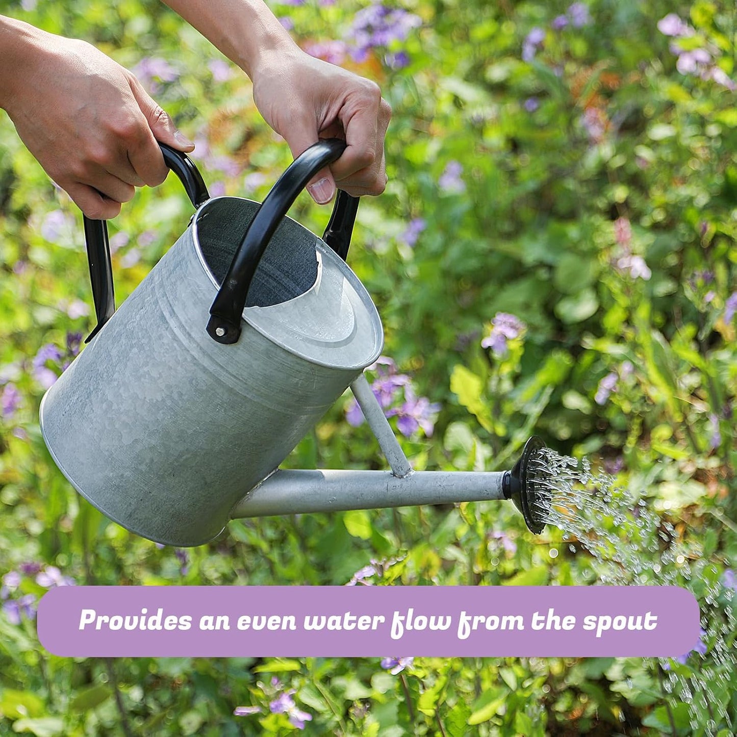 1 Gallon Watering Can for Plants, Watering Cans for Indoor&Outdoor Gardening, Galvanized Steel Watering Pot with Removable Spout, Metal Water Can with Ergonomic Movable Handle(Gold)