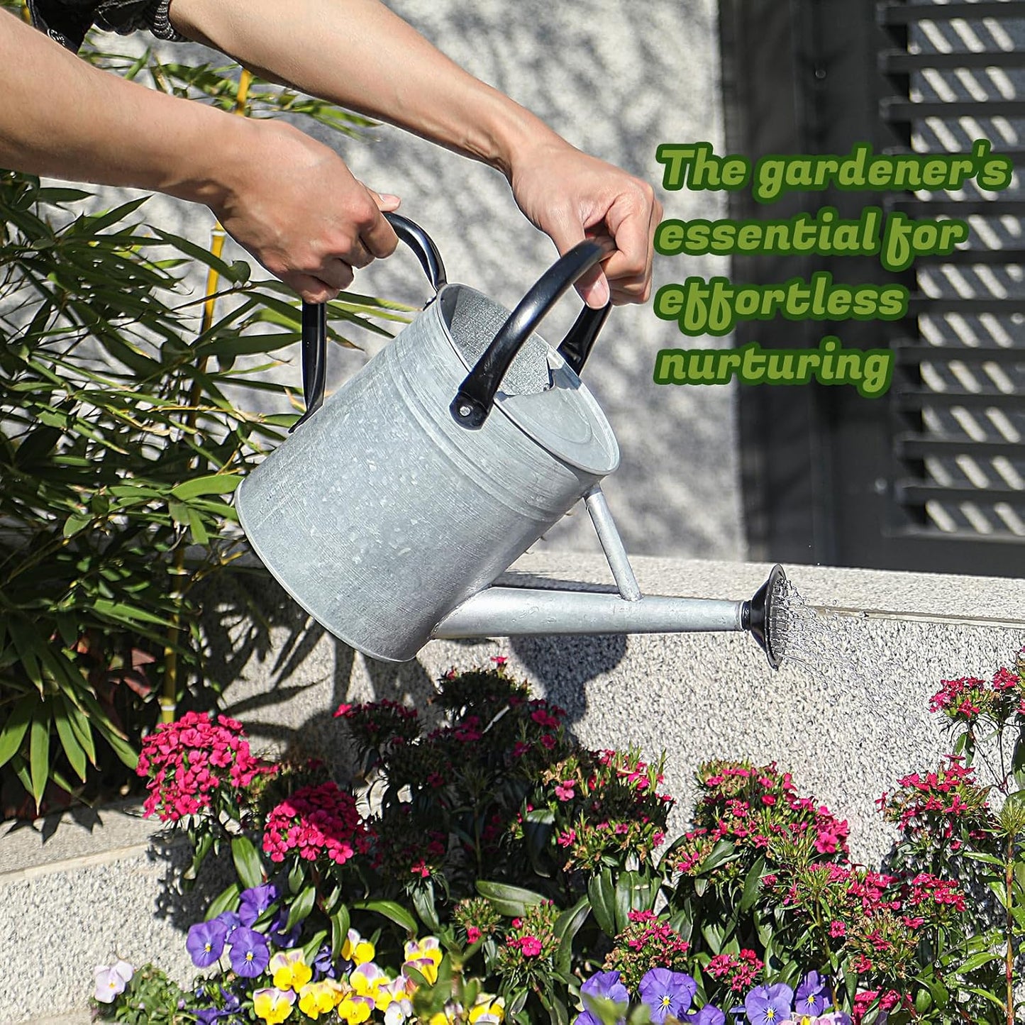 1 Gallon Watering Can for Plants, Watering Cans for Indoor&Outdoor Gardening, Galvanized Steel Watering Pot with Removable Spout, Metal Water Can with Ergonomic Movable Handle(Gold)