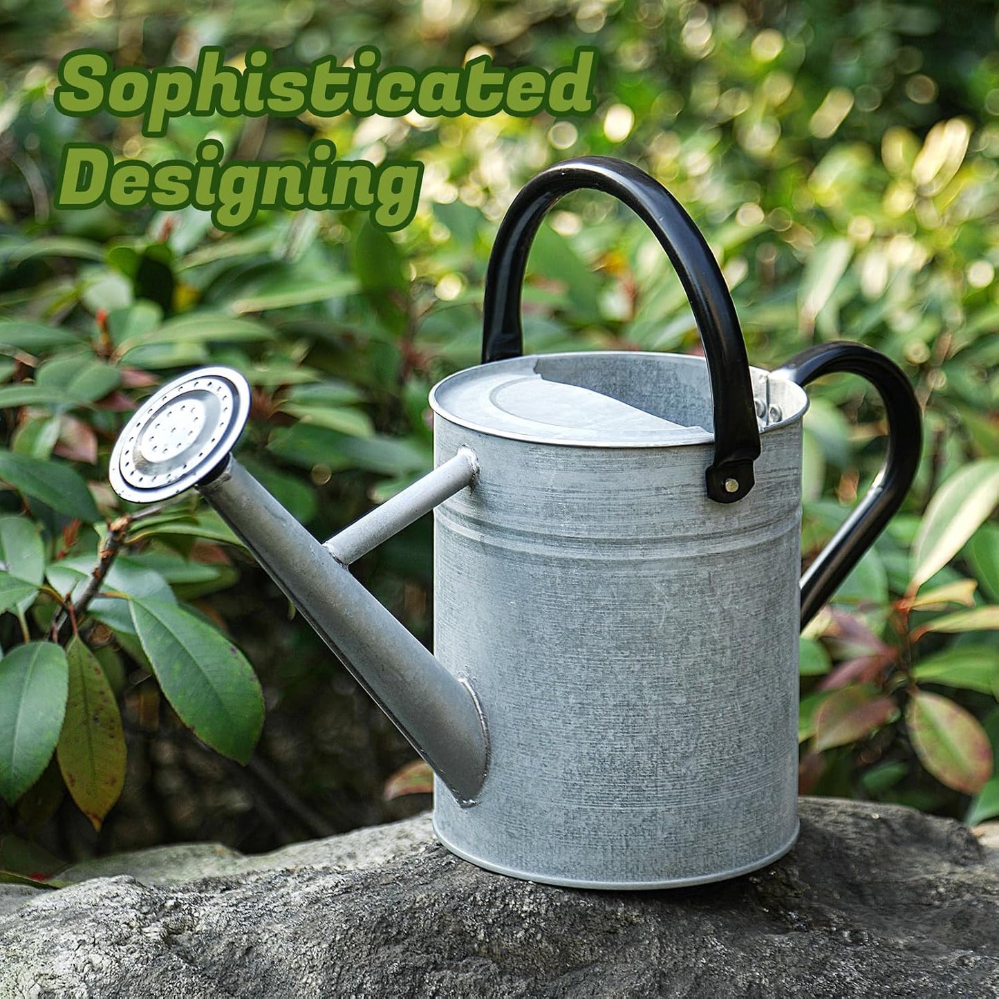 1 Gallon Watering Can for Plants, Watering Cans for Indoor&Outdoor Gardening, Galvanized Steel Watering Pot with Removable Spout, Metal Water Can with Ergonomic Movable Handle(Gold)