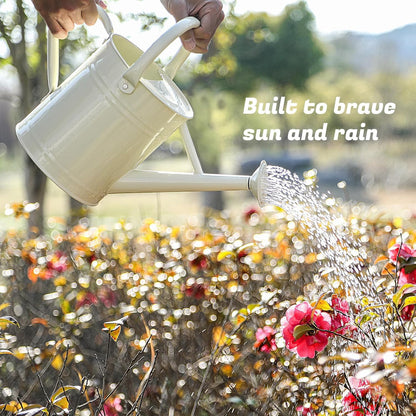 1 Gallon Watering Can for Plants, Watering Cans for Indoor&Outdoor Gardening, Galvanized Steel Watering Pot with Removable Spout, Metal Water Can with Ergonomic Movable Handle(Gold)