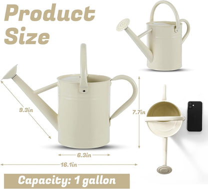 1 Gallon Watering Can for Plants, Watering Cans for Indoor&Outdoor Gardening, Galvanized Steel Watering Pot with Removable Spout, Metal Water Can with Ergonomic Movable Handle(Gold)