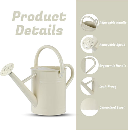 1 Gallon Watering Can for Plants, Watering Cans for Indoor&Outdoor Gardening, Galvanized Steel Watering Pot with Removable Spout, Metal Water Can with Ergonomic Movable Handle(Gold)