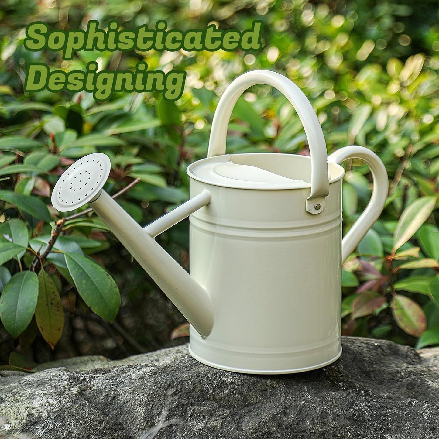 1 Gallon Watering Can for Plants, Watering Cans for Indoor&Outdoor Gardening, Galvanized Steel Watering Pot with Removable Spout, Metal Water Can with Ergonomic Movable Handle(Gold)