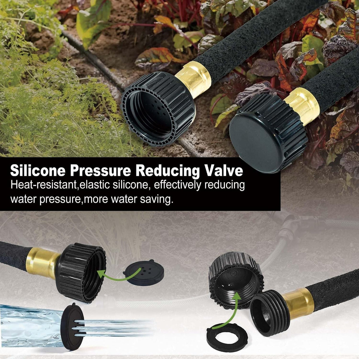 50FT Soaker Hose Kit, 1/2" Rubber Drip Irrigation Hose