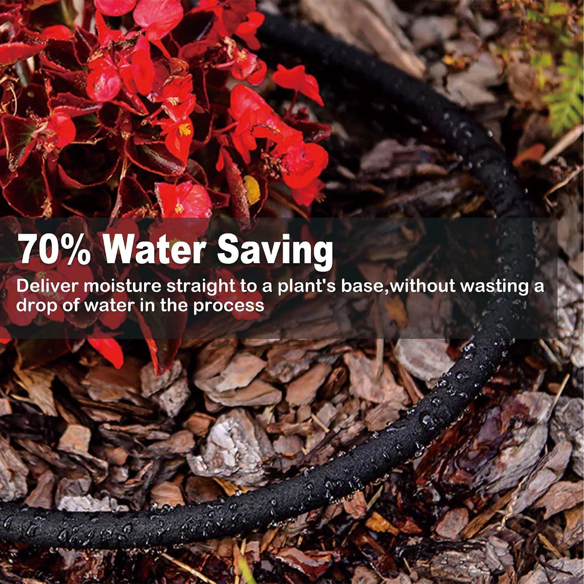 50FT Soaker Hose Kit, 1/2" Rubber Drip Irrigation Hose