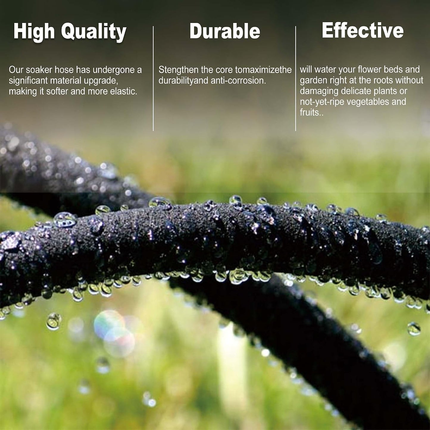 50FT Soaker Hose Kit, 1/2" Rubber Drip Irrigation Hose