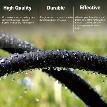 50FT Soaker Hose Kit, 1/2" Rubber Drip Irrigation Hose