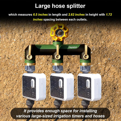 3 Way Garden Hose Splitter, High Flow Outdoor Faucet Splitter
