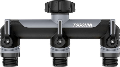 3 Way Garden Hose Splitter, High Flow Outdoor Faucet Splitter