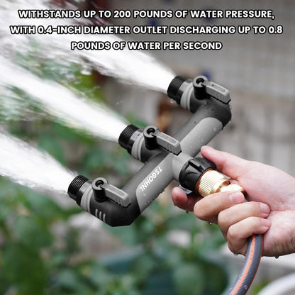3 Way Garden Hose Splitter, High Flow Outdoor Faucet Splitter