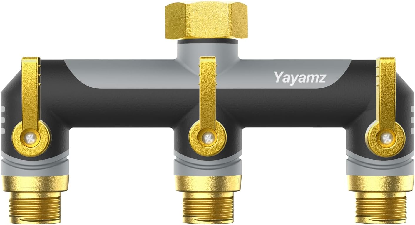 3 Way Garden Hose Splitter, High Flow Outdoor Faucet Splitter