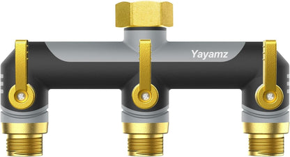 3 Way Garden Hose Splitter, High Flow Outdoor Faucet Splitter