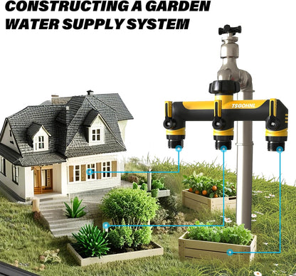 3 Way Garden Hose Splitter, High Flow Outdoor Faucet Splitter