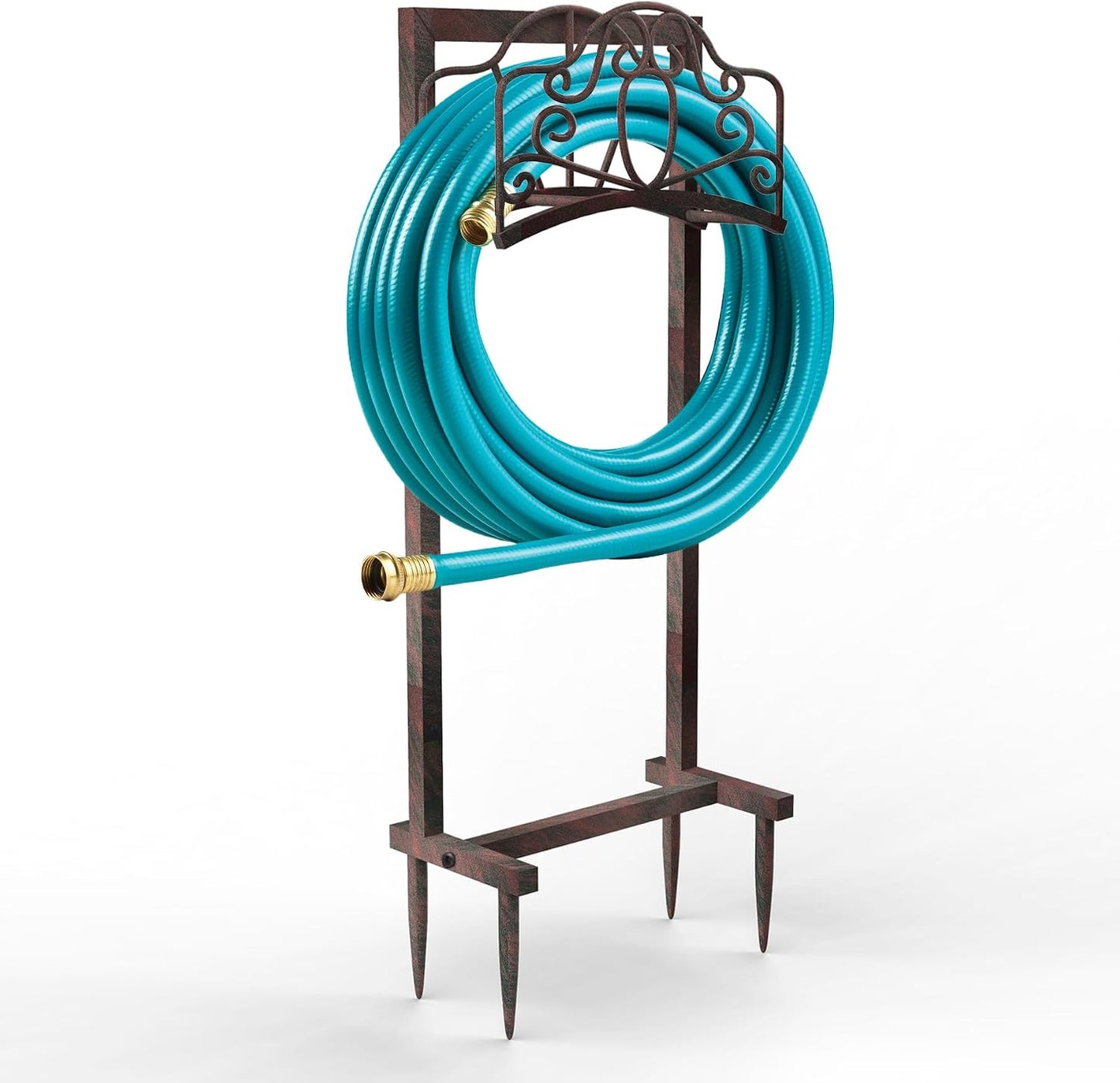 Garden Hose Holder, Heavy Duty Storage Reel Stand, Rustic Floral