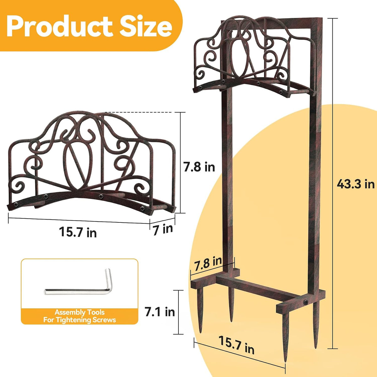 Garden Hose Holder, Heavy Duty Storage Reel Stand, Rustic Floral