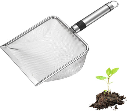4-Pack Gardening Soil Sifter, 2/2.8/3.8/5 mm Mesh Stainless Steel Sand Soil Compost Sieve with Stainless Steel Handle for Sand/Dirt/Rock Compost, Screen Potting Scoop [Silver Tone]