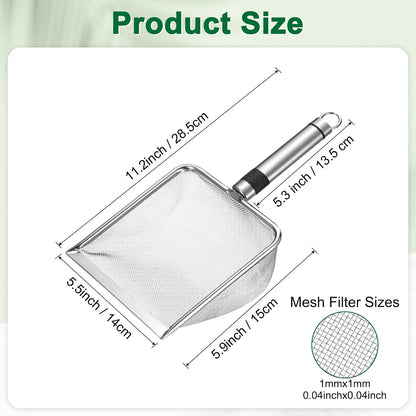 4-Pack Gardening Soil Sifter, 2/2.8/3.8/5 mm Mesh Stainless Steel Sand Soil Compost Sieve with Stainless Steel Handle for Sand/Dirt/Rock Compost, Screen Potting Scoop [Silver Tone]