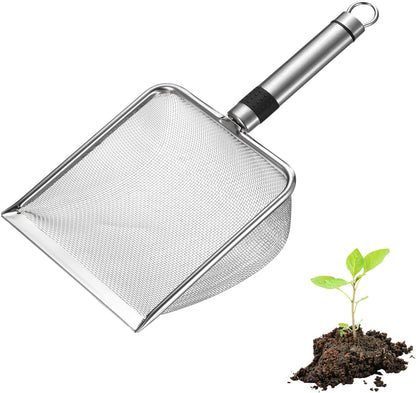 4-Pack Gardening Soil Sifter, 2/2.8/3.8/5 mm Mesh Stainless Steel Sand Soil Compost Sieve with Stainless Steel Handle for Sand/Dirt/Rock Compost, Screen Potting Scoop [Silver Tone]