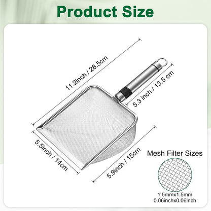 4-Pack Gardening Soil Sifter, 2/2.8/3.8/5 mm Mesh Stainless Steel Sand Soil Compost Sieve with Stainless Steel Handle for Sand/Dirt/Rock Compost, Screen Potting Scoop [Silver Tone]