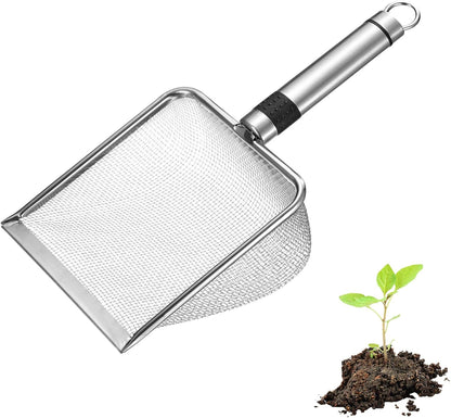 4-Pack Gardening Soil Sifter, 2/2.8/3.8/5 mm Mesh Stainless Steel Sand Soil Compost Sieve with Stainless Steel Handle for Sand/Dirt/Rock Compost, Screen Potting Scoop [Silver Tone]