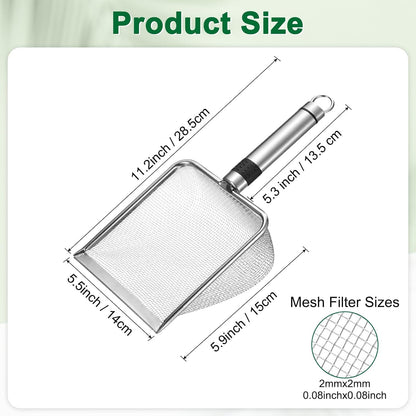 4-Pack Gardening Soil Sifter, 2/2.8/3.8/5 mm Mesh Stainless Steel Sand Soil Compost Sieve with Stainless Steel Handle for Sand/Dirt/Rock Compost, Screen Potting Scoop [Silver Tone]